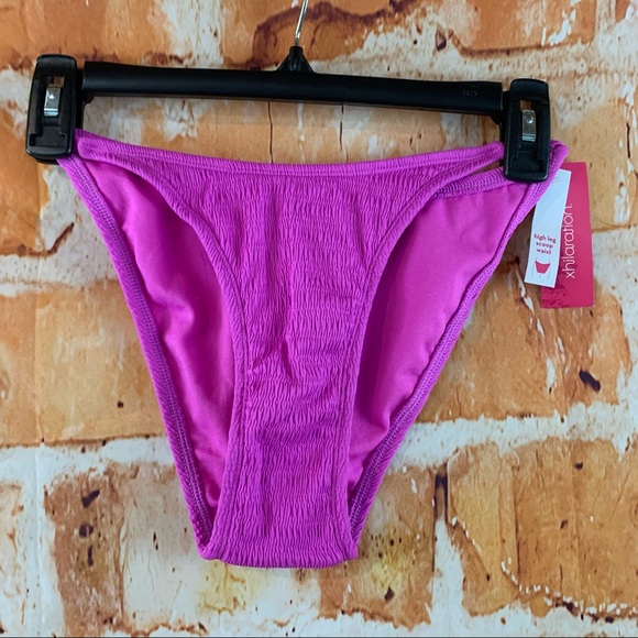 SOLD!!Juniors' Textured High Leg Scoop Bikini Bottom - - Picture 5 of 8